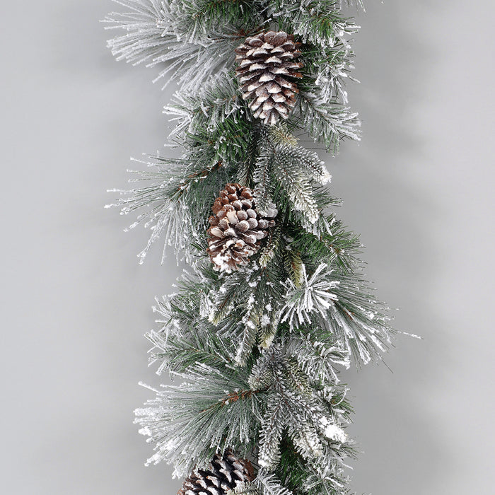 6'L X 10"W Vinyl Mixed Snow Pine Garland W/132 Tips & Cones Green