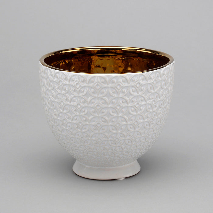4 7/8" Ceramic Embossed Squares Bowl Planter
