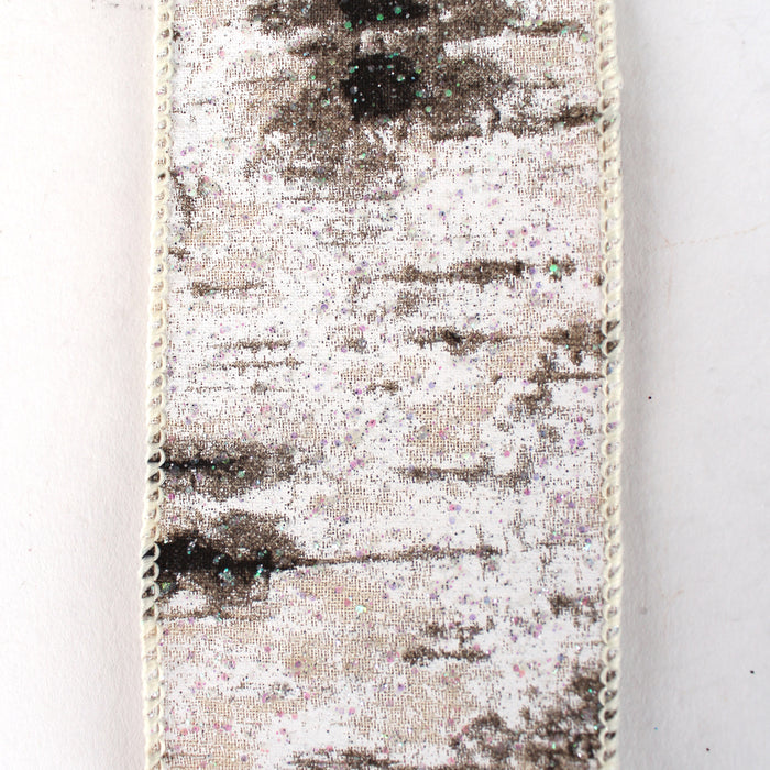 Faux Glitter Birch Ribbon - Natural